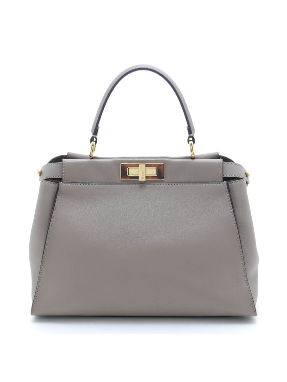 Fendi Regular Peekaboo Greige Leather Handbag